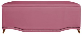 Calçadeira Baú Casal 140cm Greta Pés Palito Suede Rosa - Sheep Estofados