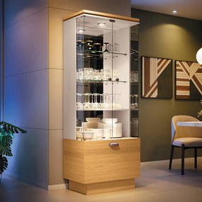 Cristaleira de Vidro com Espelho River H01 - D'Rossi - Cinamomo e Off White