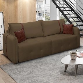 Sofá-Cama 2,30 m Retrátil e Reclinável 2 Lugares Elegance - Veludo Marrom