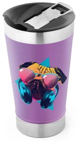 Copo Térmico Pug Pop Dog Cachorro Com Tampa e Abridor Chopp - Roxo