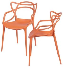 Kit com 2 Cadeiras Master Allegra Polipropileno Laranja  - 64738 Sun House