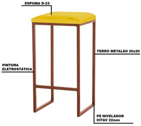 Banqueta Decorativa Billie Base Bronze Suede Amarelo G41 - Gran Belo