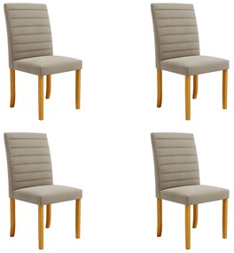 Kit 4 Cadeiras de Sala de Jantar Estofadas Veiga Madeira Maciça Suede Bege G78 - Gran Belo