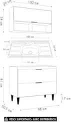 Armário de Cozinha CP01 Com Pia 100cm Pérola Z34 Preto      - Mpozenat