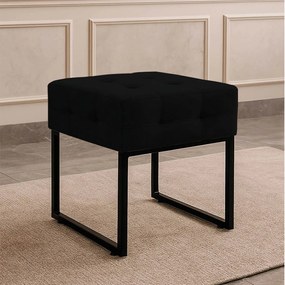 Puff Sala Decorativo Industrial Elisa Suede D03 - D'Rossi - Preto