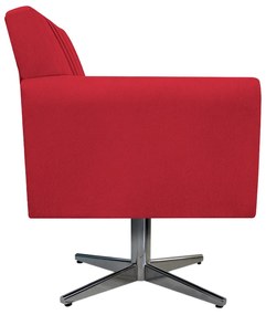 Poltrona Laura Base Giratória de Metal Suede Vermelho - ADJ Decor