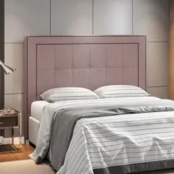Cabeceira Cama Box Casal 140cm Paolla Z37 Veludo Rosê - Mpozenato