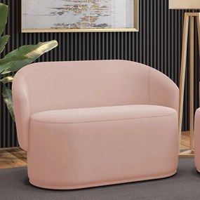 Sofá 2 Lugares Namoradeira Orgânica para Sala Malu Veludo M11 - D'Rossi - Rose