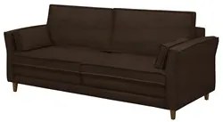 Sofá Living 3 Lugares 180cm Pés Madeira Efraim F05 Veludo Marrom - Mpo
