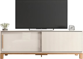 Rack Bancada Tv Para Sala de Estar 180cm Visari Off White/Freijó C01 - D'Rossi