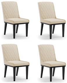 Cadeira Sala de Jantar Base Madeira Preto Kit 4 Sofia Suede Azul Marinho D03 - D'Rossi - Bege