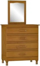 Cômoda Quarto 82cm Madeira Com Espelho 4 Gavetas Carl Imbuia Z25 - Mpo