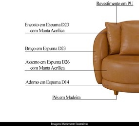 Poltrona Decorativa Base Fixa Galáxia com Almofadas PU Caramelo G45 - Gran Belo