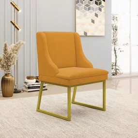 Cadeira Sala de Jantar Industrial Dourado Liz Bouclê D03 - D'Rossi - Mostarda