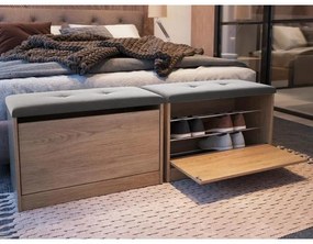 Sapateira Puff Cama Quarto Multifuncional Decoração Aveiro/cinza