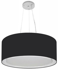 Lustre Pendente Cilíndrico Duplo Md-4124 Cúpula em Tecido 50x25cm Preto - Bivolt