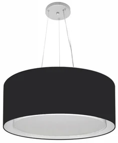 Lustre Pendente Cilíndrico Duplo Md-4124 Cúpula em Tecido 50x25cm Preto - Bivolt