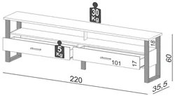 Rack Para TV Até 65 Pol. Estilo Industrial 2 Gavetas F43 Freijó/Preto