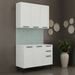 Armário Cozinha e Balcão Para Pia 120cm Zaya Branco T01 - Mpozenato