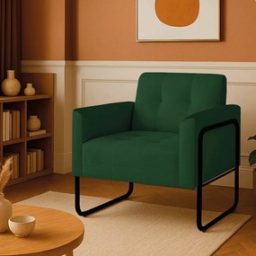 Poltrona Sala Industrial Alta Tubo Preto Elisa Suede D03 - D'Rossi - Verde
