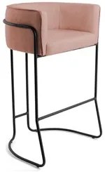 Banqueta Decorativa Base Aço Preto Betina C-105 Linho Rosê - Domi