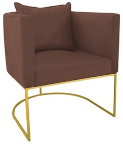 Poltrona Paola Suede Base Metálica Dourado D03 - D'Rossi Bege - Marrom