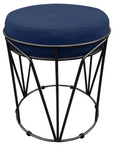 Puff Multiuso com Mesa Babu 2 em 1 Suede Azul Marinho Base Preto - D'Rossi