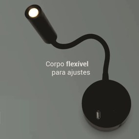 Arandela Mamba Ø9X25X3,6Cm Led 3W 3000K Ip20 Preto |Opus Hm 38834