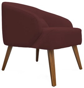 Kit 2 Poltronas Decorativas Lara Pés de Madeira Suede Bordô - Sheep Estofados - Vermelho escuro