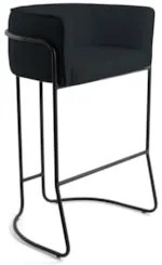 Banqueta Decorativa Base Aço Preto Betina C-05 Sintético Preto - Domi
