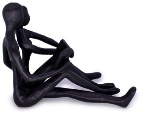 Escultura Decorativa Casal Sentado Em Metal Preto 12 Cm - D'Rossi