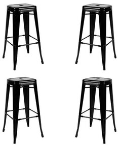 Kit 04 Banquetas Tolix Alta Preta 76cm - 73450 Sun House