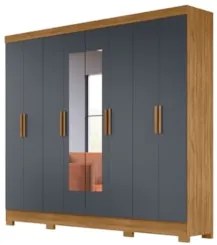 Guarda Roupa Casal com Espelho 8 Portas 236cm Ágata Z17 Freijó/Cinza -