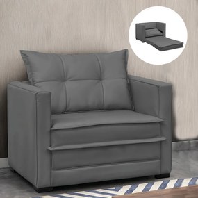 Poltrona Cama Retrátil Solteiro Milenni Veludo B03 - D'Rossi - Chumbo