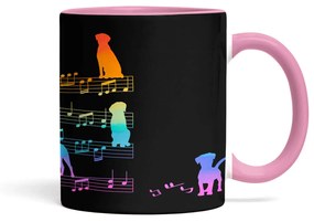 Caneca Cachorro Musical Arco Iris Dog Lover Rosa
