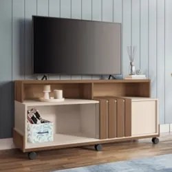 Rack Bancada de TV 50 Pol 136cm Analu H01 Castanho/Off White - Mpozena