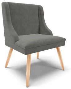 Cadeira de Jantar Liz Suede Grafite Pés Palito Natural D03 - D'Rossi