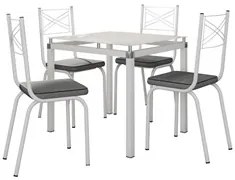 Jogo de Mesa Malva 75cm e 4 Cadeiras 119 Branco/Platina - Artefamol