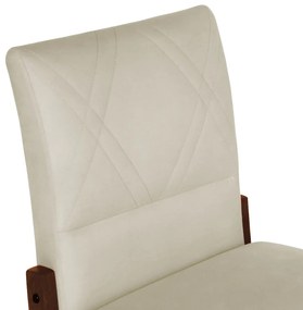 Conjunto 8 Cadeiras De Jantar Aurora Base Madeira Maciça Estofada Suede Bege