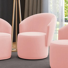 Poltrona Decorativa Orgânica Fixa para Sala Malu Suede M11 - D'Rossi - Rosa Bebê