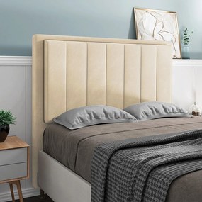 Cabeceira Casal Cama Box 140cm  para Quarto Opala Suede M11 - D'Rossi - Bege