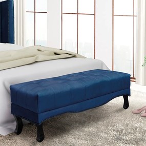 Puff Recamier Retrô Luis Xv Captonê para Quarto Vicenza 90cm Suede S04 - D'Rossi - Azul Marinho