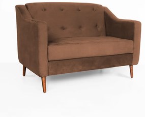 Namoradeira Bruna 1,20 m 2 Lugares Pés Palito Suede Marrom