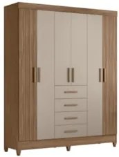Guarda Roupa Casal 165cm 6 Portas Khani Carvalho/Fendi Z17 - Mpozena