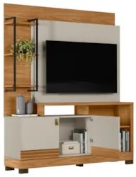 Estante Painel Para TV 50 Pol 160cm Pilar L06 Nature/Off White - Mpoze