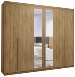Guarda Roupa Casal 6 Gavetas Espelho Dubai Majestic Nature - Vila Ri