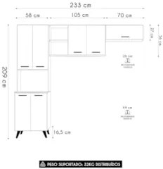 Armário de Cozinha Amélia Freijó UV/Ripado/Grafite Acetinado Z44 - Mpo