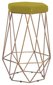 Banqueta Decorativa Rubel Base Gold Suede Amarelo G41 - Gran Belo