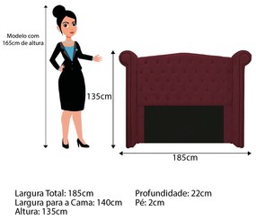 Kit Cabeceira e Calçadeira Veneza 140 cm Casal Suede Bordô - ADJ Decor