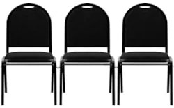 Kit 3 Cadeiras Hoteleiras Auditório Empilhável Linho Z33 Preto - Mpoze